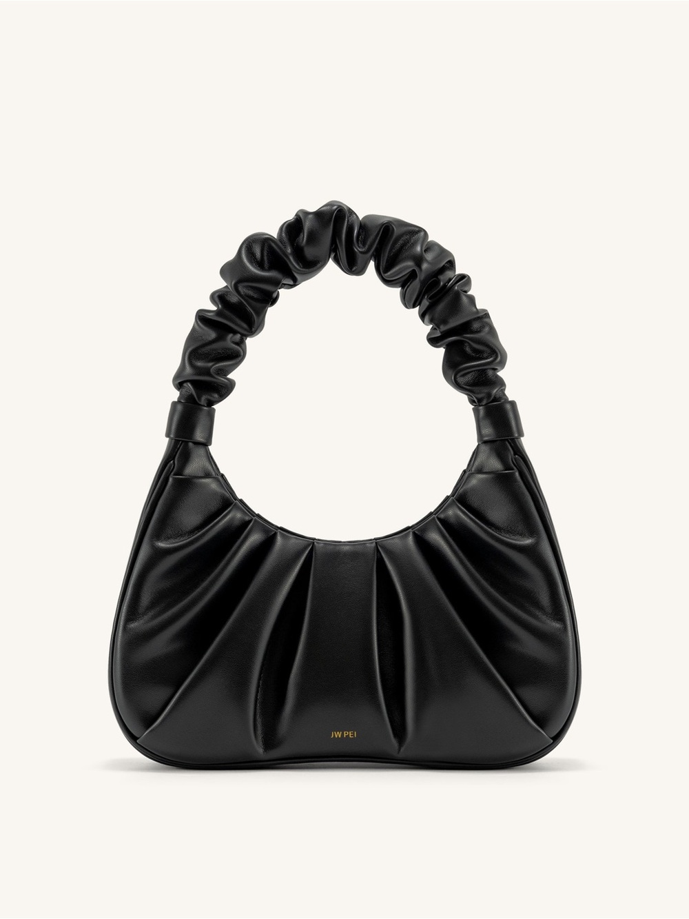 JW PEI Black Ruched Handle Shoulder Bag